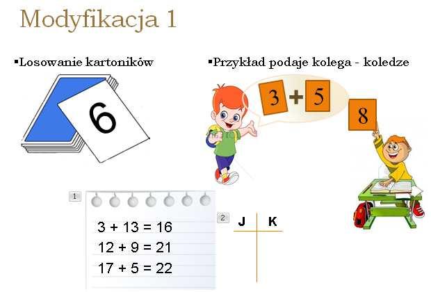 ze szczególnym uwzględnieniem sprawności rachunkowych 2 Przykłady zabaw do pracy w parach J K Plansza1 Plansza2 Gra 1.