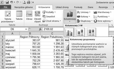 Wykresy i grafika w Excelu krok po kroku Projektowanie w grupie poleceń Lokalizacja wybierz polecenie Przenieś wykres. 3. Pojawi się okno Przenoszenie wykresu.