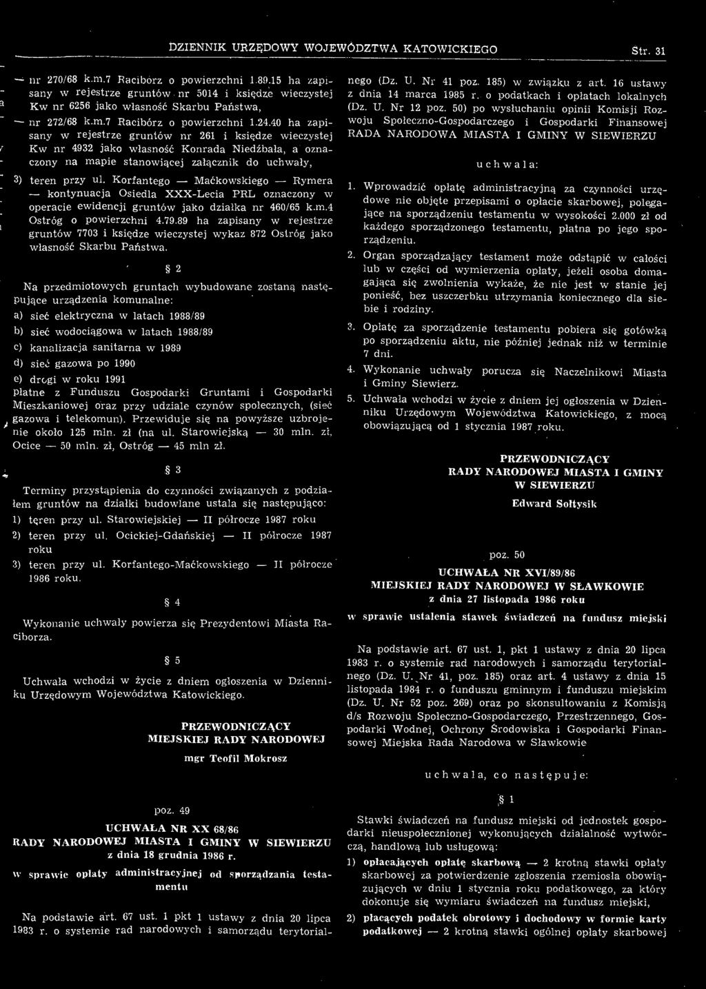 89 ha zapisany w rejestrze gruntów 7703 i księdze wieczystej wykaz 872 Ostróg jako własność Skarbu Państwa.