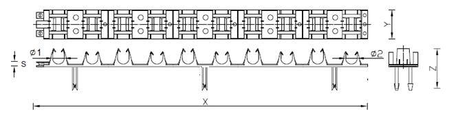 AT-15-9315/2014 str. 28/59 Poz. Ø1, mm Ø2, mm X, mm Y, mm Z, mm S, mm 1 22 14 1000 45 53 2,5 2 22 14 500 45 53 2,5 3 22 14 1000 45 69 2,5 4 22 14 500 45 69 2,5 Rys. 15.