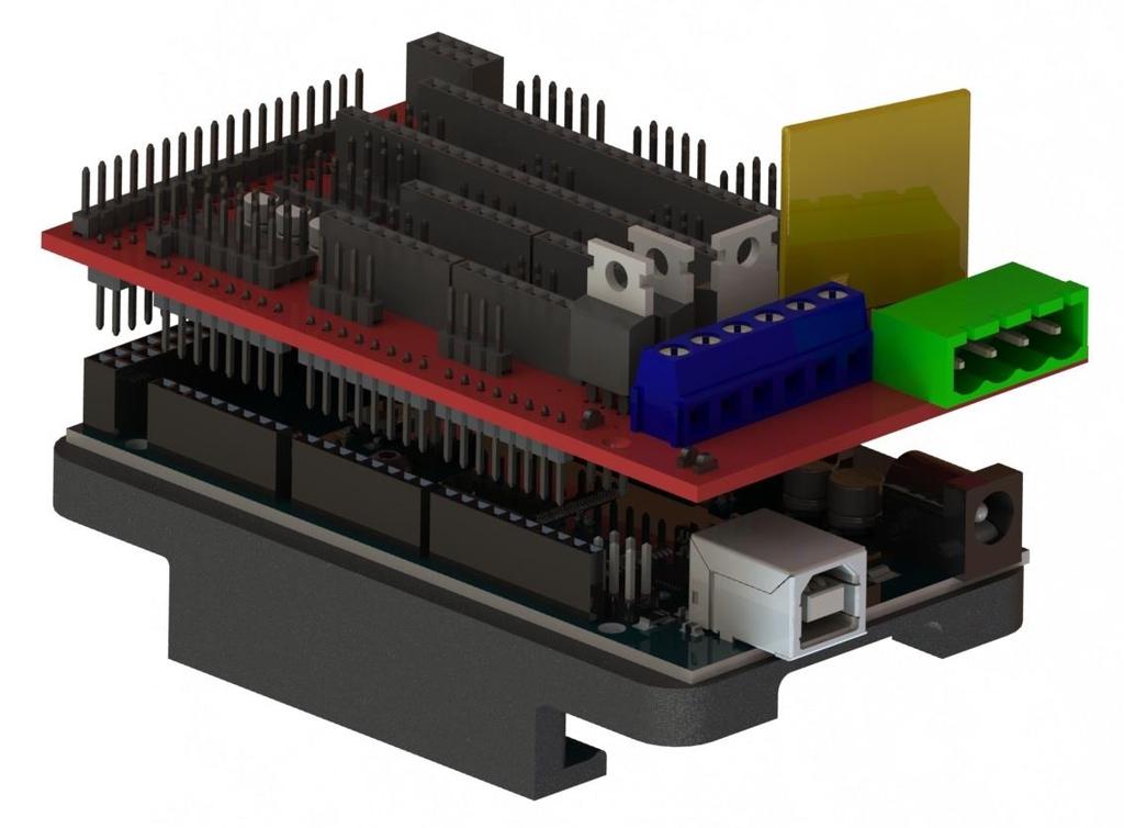 Płytka RAMPS powinna połączyć się z płytką Arduino w jedną całość (Rys. 9.58) Rys. 9.58 18.