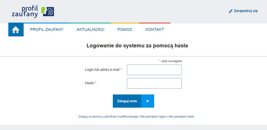 Po wyborze funkcji epuap następuje przekierowanie na portal epuap: Po wprowadzeniu Loginu i