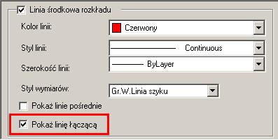 Opisy 17: Dodatkowa linia pomiędzy prętem środkowym a wymiarem Pręt środkowy może być połączony z linią