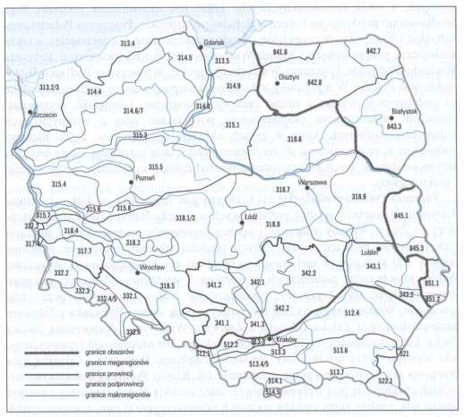 Regionalizacja fizycznogeograficzna Polski wg J. Kondrackiego (2009) Europa Zachodnia REGION: Pozaalpejska Europa Środkowa MEGAREGIONY PROWINCJE 1. Niż Środkowoeuropejski 2.