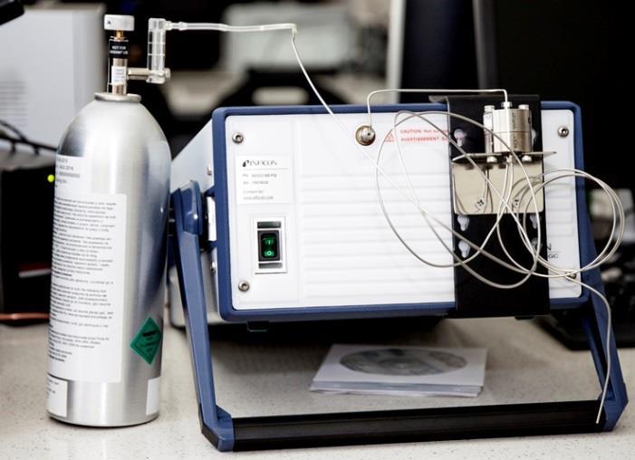 chromatograf gazowy Microgc3000 Inficon oznaczanie składników mieszanin gazowych: H 2, O 2, N 2, CO, CO 2 ; oznaczenie H 2 S od 100 ppm do 100%; jednoczesna analiza do 180 s; objętość celi pomiarowej