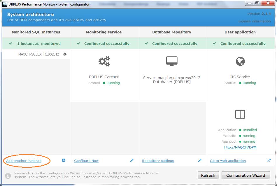3 Dodanie instancji SQL do monitoringu Po wstępnej konfiguracji systemu, można przejść do etapu dodania kolejnych instancji SQL do monitoringu.