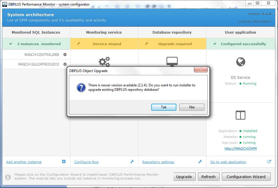 4 Upgrade systemu Wsparcie techniczne zapewnia użytkownikowi dostęp do nowych uaktualnień oprogramowania, które publikowane są 4 razy w roku jak również do uzyskania pomocy inżynierów DBPLUS w