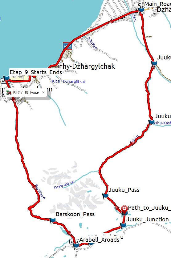 Etap 10 (Ślad K17_10_GAR w Garminie lub K17_10_EARTH w WIkilocu) 200-kilometrowa pętla po górach w okolicach Barskoon. Najpierw jedziemy doliną Barskoon na przełęcz Barskoon.