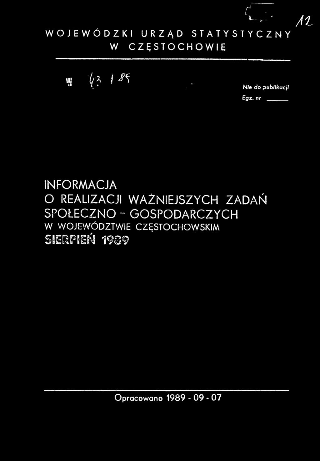 ZADAŃ SPOŁECZNO - GOSPODARCZYCH W