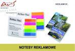 okładki: 105x165 mm. Dwa notesy samoprzylepne: 102x75 mm oraz 50x758 mm z ilością kartek 25 lub 50 szt.