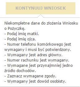 6) i należy uzupełnić brakujące dane w zakładce Twoje dane (6). Rys. 6. Widok rozpoczętego wniosku w zakładce Twoje wnioski.