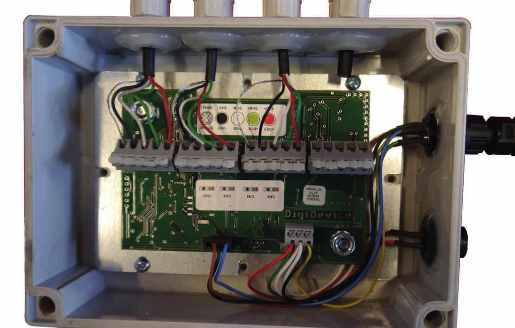 Przyłącza w module wagowym (system DigiDevice) A B C D E 1 2 3 4 1 Kanał 1 - ogniwo wagowe dyszla pociągowego 2 Kanał 2 - ogniwo wagowe osi prawej 3 Kanał 3 - ogniwo wagowe osi lewej 4 Kanał 4 -