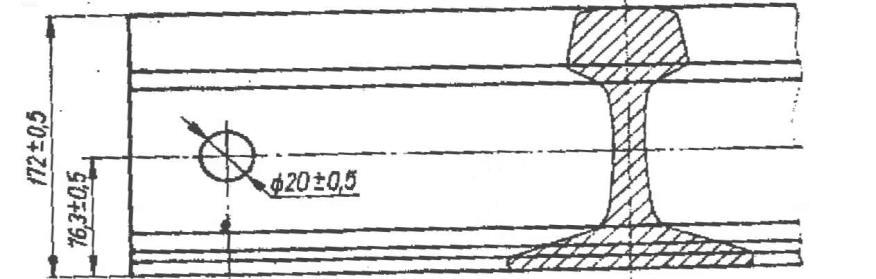 7. Wiercenie otworu w szynach należy wykonywać wiertarką wyposażoną w uchwyt mocujący dopasowany do profilu szyny. 8. Oś wywierconego otworu powinna znajdować się w osi obojętnej szyny.