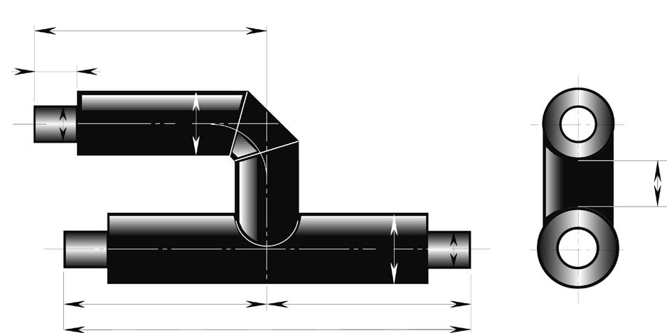 MANT system rur preizolowanych Trójnik równoległy grubość izolacji 3 L2 6.318 200 * *poza DN 80: 150 D1 d1 H d2 D2 L L Na zamówienie dostępne są większe dymensje.
