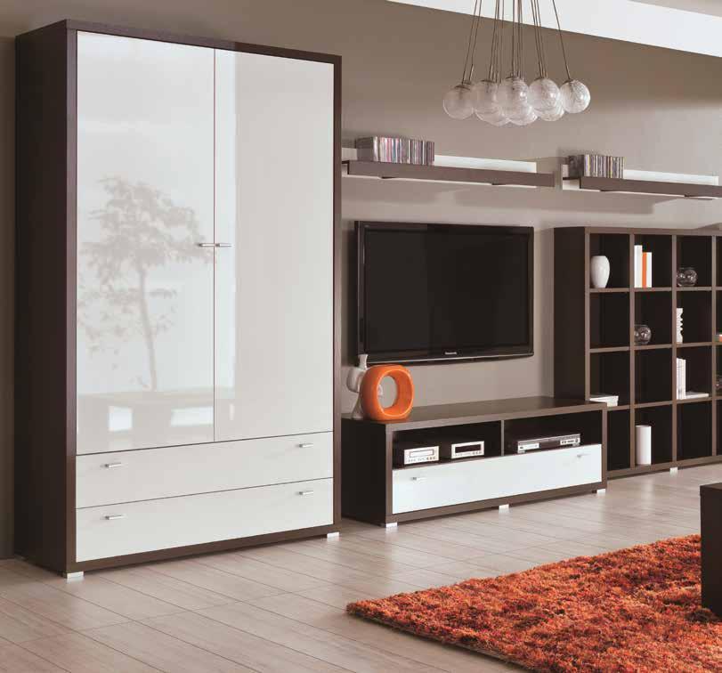 K2 Biały, połyskujący kolor frontów nadaje nowoczesny charakter wnętrzu. Glossy white fronts give modern character to your interior. K8 K8 K6 K7 K2 wnętrze inside K4 wnętrze inside K2 SZAFA szer.