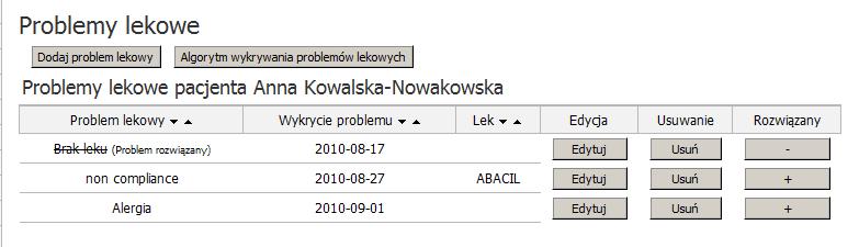 4.8.3 Historia zakupów Jeśli chcesz sprawdzić, jakie leki już wpisałeś jako leki stosowane przez Twojego pacjenta, kliknij 'Historia farmakoterapii' (rysunek 22: C).
