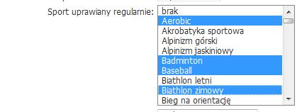 Jeśli chcesz wybrać kilka odpowiedzi z jednej listy, trzymając wciśnięty klawisz CTRL, kliknij kolejno myszką wszystkie żądane odpowiedzi.