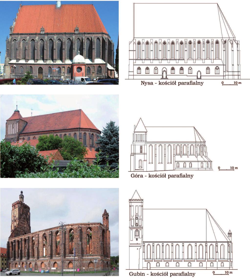 26. Widok ko"cio#a i rekonstrukcja elewacji pod#u!nej 26. Church view and reconstructions of the southern elevation Elewacje pó!
