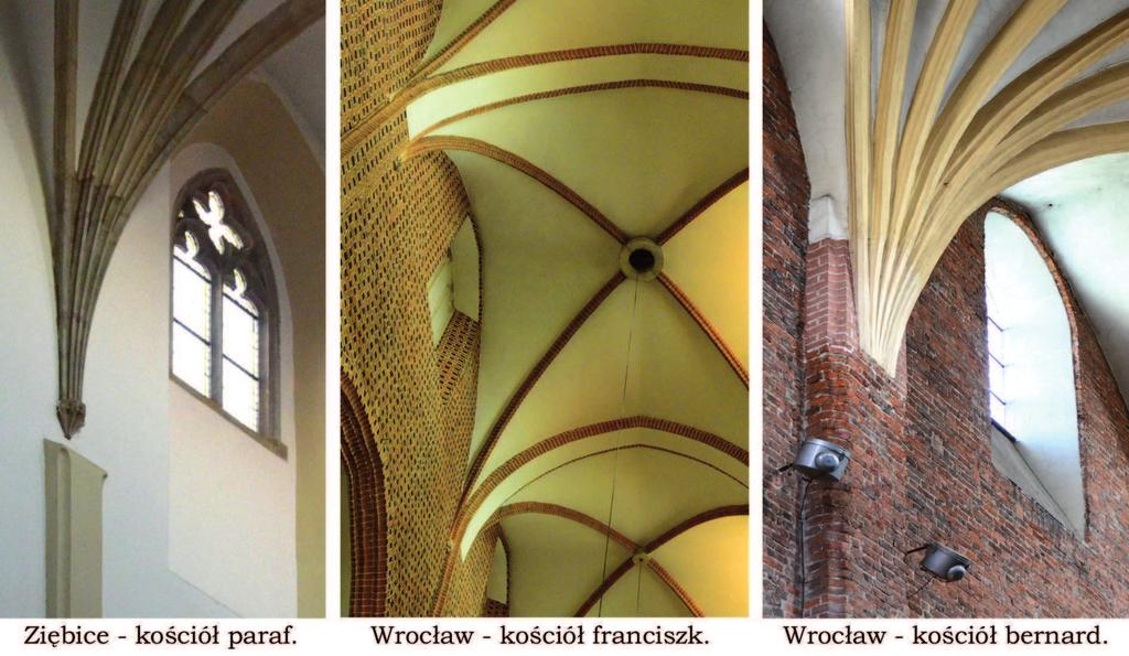 34. Osadzenie eber w ko cio ach bazylikowych 34. Rib mounting in basilica churches Cztery portale s dwuramienne. Najbardziej ozdobny jest portal do zakrystii w Nysie.