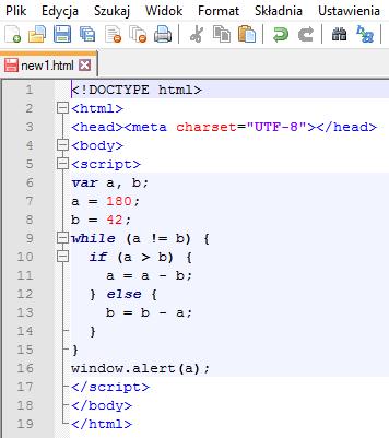 JavaScript w miejscu pustego