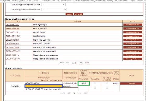 Ilość miejsc na zajęcia W tym module znajdziecie informacje o terminie