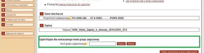 Zapisy Przed Wami pojawi się okienko, w