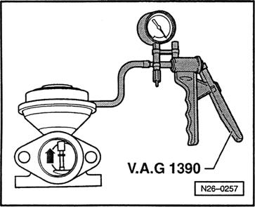 wymontowaćzawór recyrkulacji spalin, patrz strona 26 17, pozycja 2; podłączyćpompę podciśnieniową V.A.