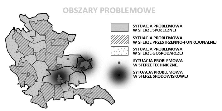 PODOBSZAR 2 Rysunek 34: Sytuacje problemowe występujące na Podobszarze 2 (źródło: opracowanie własne) STREFA SPOŁECZNA Główne negatywne zjawiska społeczne pokrywają się z tymi, które zostały