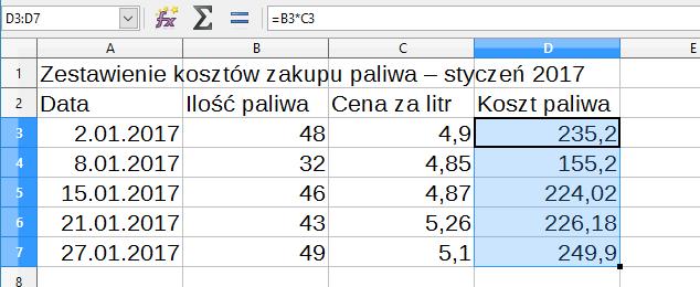 [0/25] [Calc] Uchwyt autowypełniania Rysunek 20. Uchwyt autowypełniana W momencie, gdy naprowadzę kursor myszy na ten kwadracik pojawi się symbol +, tak jak na rysunku poniżej Rysunek 2.