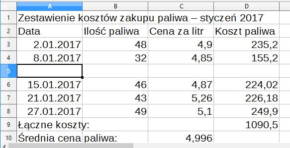 wiersz 5-ty, a kolejne zostaną automatycznie przenumerowane Rysunek 3.