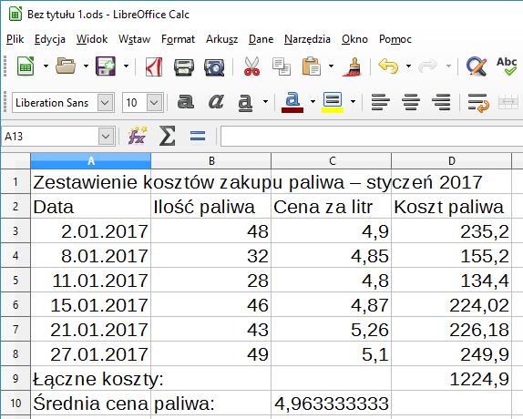 [5/25] [Calc] Formatowanie komórek Program po jego uruchomieniu ma swoje ustawienia domyślne (krój czcionki, rozmiar czcionki, wyrównania tekstu,