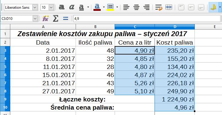 wartości w złotych zapiszemy w zapisie walutowym:.