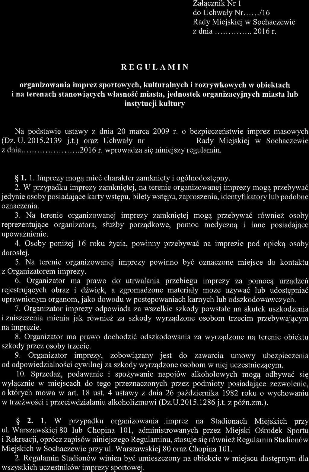 ZalEcznikNr I do Uchwaly Nr.....116 Rady Miejskiej w Sochaczewie z dnia...,2016 r.