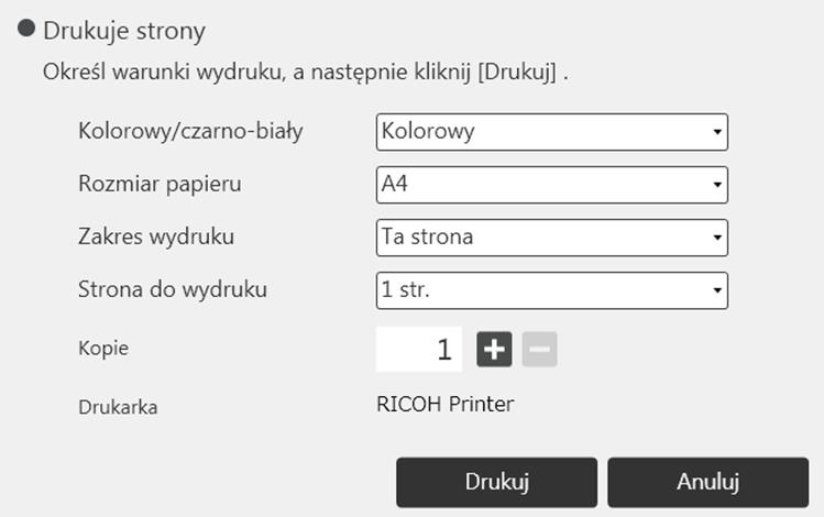 2. Używanie tablicy interaktywnej Przed drukowaniem należy skonfigurować ustawienia sieciowe i drukowania. Aby uzyskać szczegółowe informacje na temat konfigurowania ustawień sieciowych, patrz str.