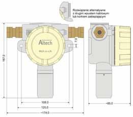 czujnika gazu Spiek stalowy SIKA-R 16x5 mm 150 µm Cecha budowy przeciwwybuchowej Wymiary gabarytowe Ex II 2G Ex d IIC T6 Ex II 2D Ex td A21 IP65 T70 C 174x167x95mm ALTH-982883 ALTH-982884 Nazwa