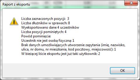 id i następnie zostanie wyświetlony raport podsumowujący eksport danych. RYSUNEK 12.