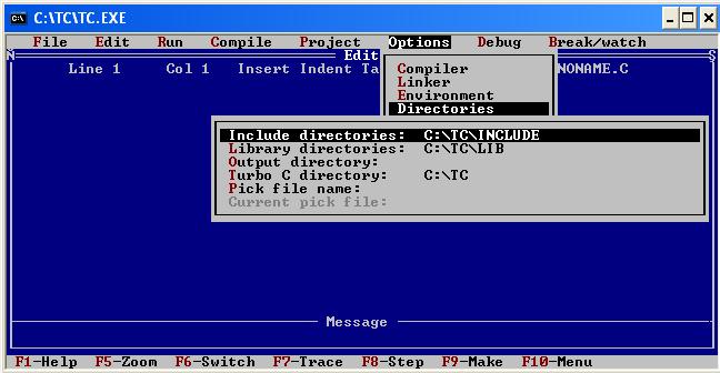 5. Edytor Turbo C a. w katalogu \TC znajduje się plik TC.exe, który jest przykładem bardzo prostego edytora pozwalającego na implementowanie programów w języku C.