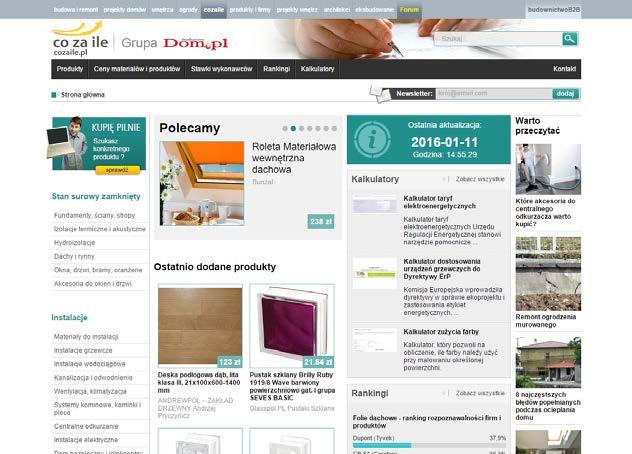 pl rozbudowana domena firmy w serwisie informatorbudownictwa.pl prezentacja produktów z orientacyjnymi cenami w serwisie CoZaIle.