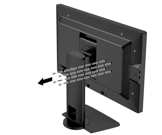 Montaż urządzenia z tyłu monitora Z tyłu monitora znajdują się cztery otwory montażowe 40 mm x 40 mm w