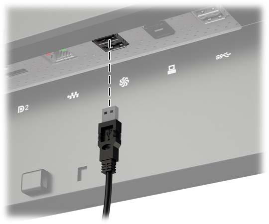 Kalibracja monitora Z27x za pomocą menu ekranowego Po uruchomieniu procesora wewnętrznego podłącz urządzenie pomiarowe do jednego z portów DreamColor USB od spodu monitora Z27x.