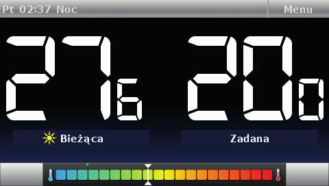 Duże cyfry R-6k 1 2 5 3 4 1. Dzień tygodnia, godzina 2. Wejście do menu sterownika 3. Temperatura zadana strefy 4.