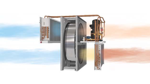 RHP Two stage heat / cool recovery Thermal efficiency over 140 % To reach the maximum efficiency Komfovent RHP units are designed to recover the energy in two steps: 1 st step recovery by enthalpy