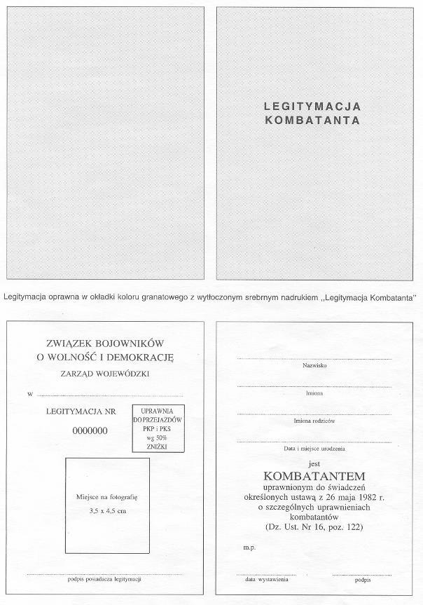 LEGITYMACJA KOMBATANTA (