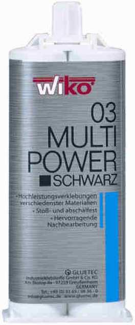 DANE TECHNICZNE MULTI POWER 3 BLACK to dwuskładnikowy klej metakrylowy o ponadprzeciętnie wysokiej twardości w skali Shore. Produkt jest mieszany w proporcjach 1:1.