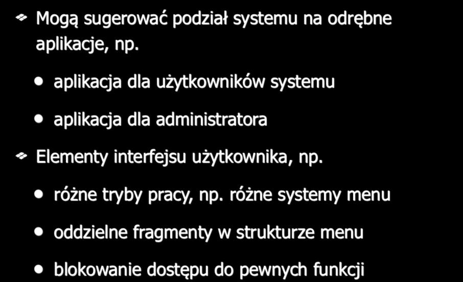 aplikacja dla administratora! Elementy interfejsu użytkownika, np.