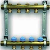 Rozdzielacze obwodów grzewczych z mosiądzu Rozdzielacze z przepływomierzami Rozdzielacze uniwersalne Śrubunki zaworu rozdzielacza 16 x ¾, 17 x ¾ ; 20 x ¾ Materiał mosiądz Liczba obwodów grzewczych