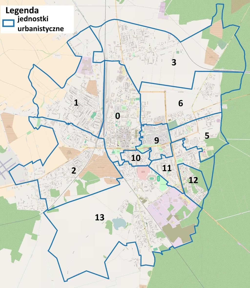 Rysunek 1. Analizowane obszary w mieście Leszno.