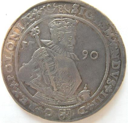 1590 Moneta w zbiorach Muzeum Narodowego w Warszawie M 90.1.01 R8 Av: SIGISMVNDVS III D I # F G REX POLONIAE Półpostać Zygmunta III w zbroi z berłem w ręku, po bokach