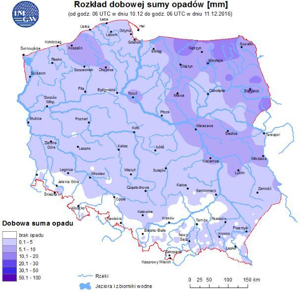 głównych rzekach Polski Rozkład
