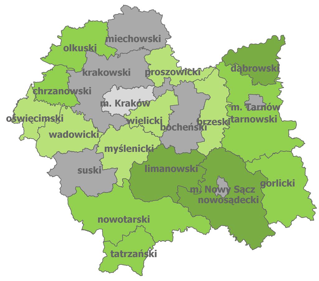 Kraków miasto krakowski Nowy Sącz miasto bocheński suski Tarnów miasto miechowski Małopolska wielicki proszowicki myślenicki oświęcimski wadowicki Polska brzeski gorlicki nowotarski tatrzański